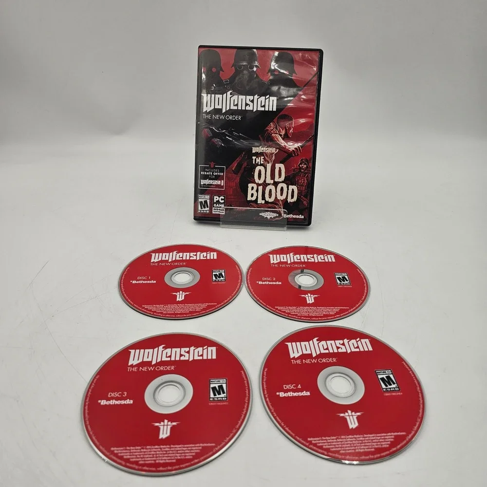 Wolfenstein The New Order and The Old Blood PC Game Bethesda 4 Disc Set